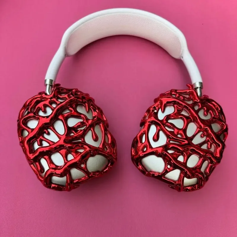 ヘッドフォン アクセサリー AirPods Max Airpods 用マックスケースヘッドフォンカバーシルバーメタル液体とげ