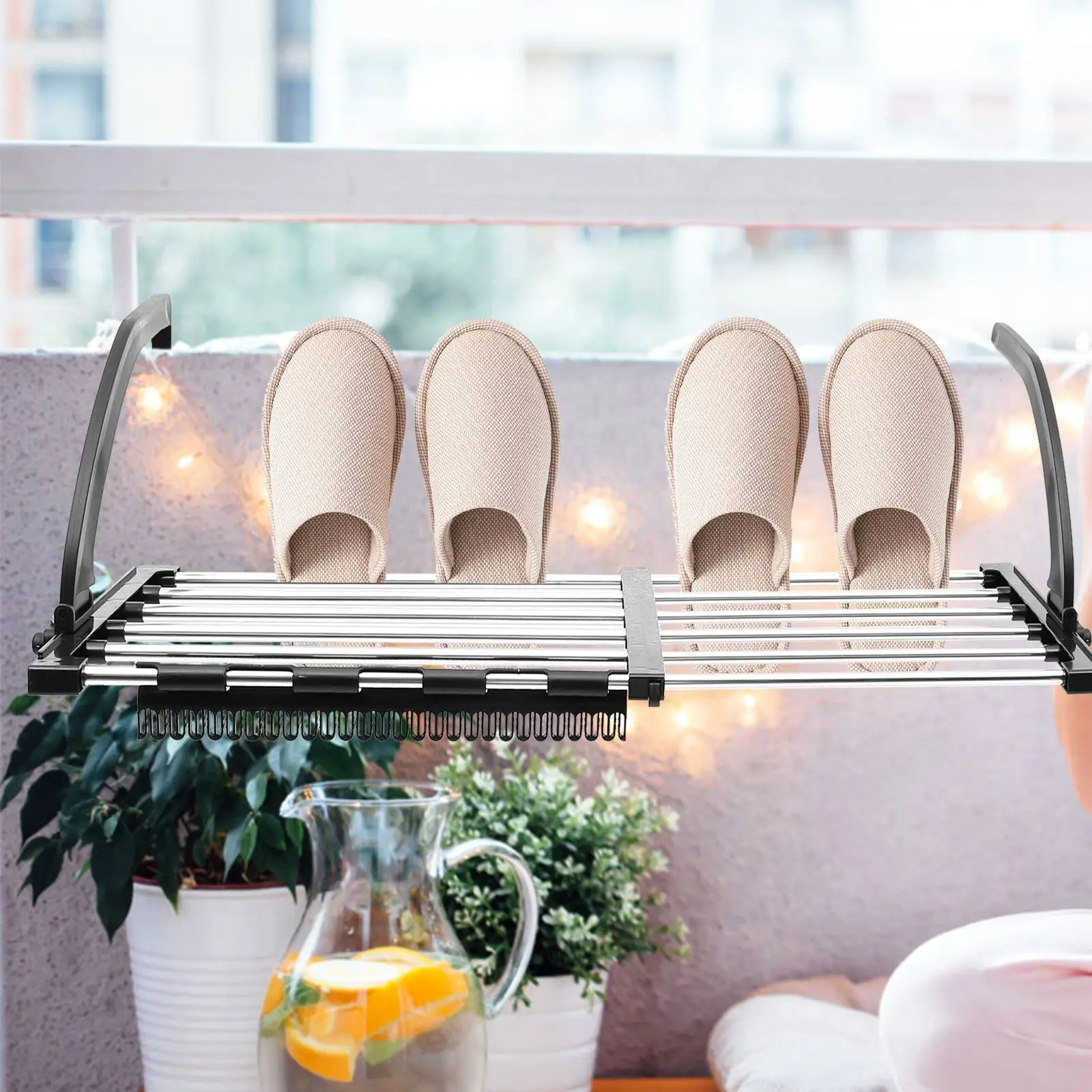 Balcony Drying Rack Clothes Multi-purpose Hanger Large Laundry Hanging Stainless Steel Clothesline outdoor folding 3