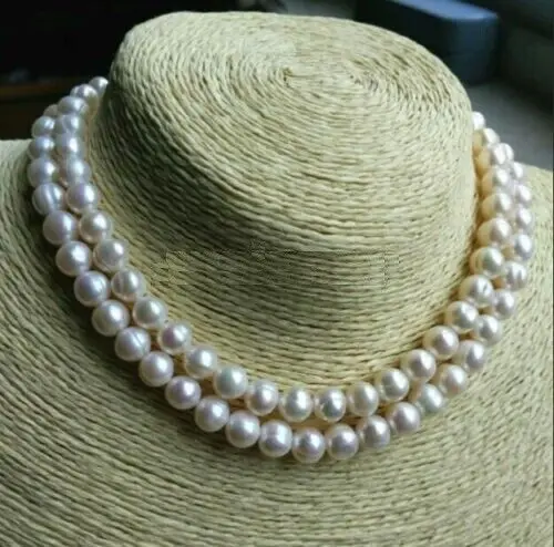 

Double strands 8-9MM WHITE NATURAL BAROQUE SOUTH SEA PEARL NECKLACE