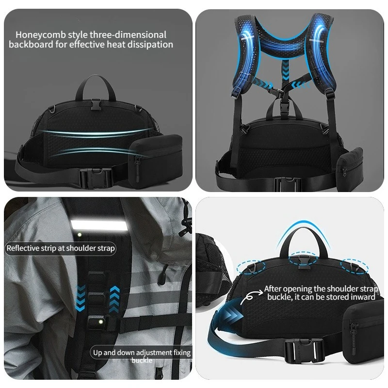 Unisex Dual Shoulder Waist Bag Lightweight Sports Chest Bag Suitable for Outdoor Travel Hiking Mountaineering Cycling Equipment