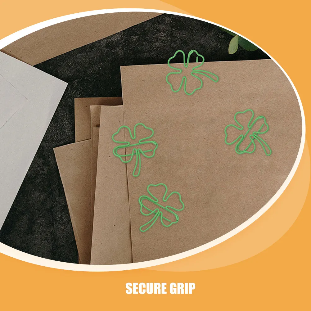 50Pcs 샴록 종이 클립 금속 책갈피 종이 클립 사무실 문구 학교 홈을위한 귀여운 독특한 모양 장식 종이 클립