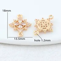 Breloques en laiton couleur or 14K, 6 pièces, 13.5x18MM, 2 trous, fleurs, pendentifs, collier, fournitures de fabrication de bijoux, accessoires de bricolage 2