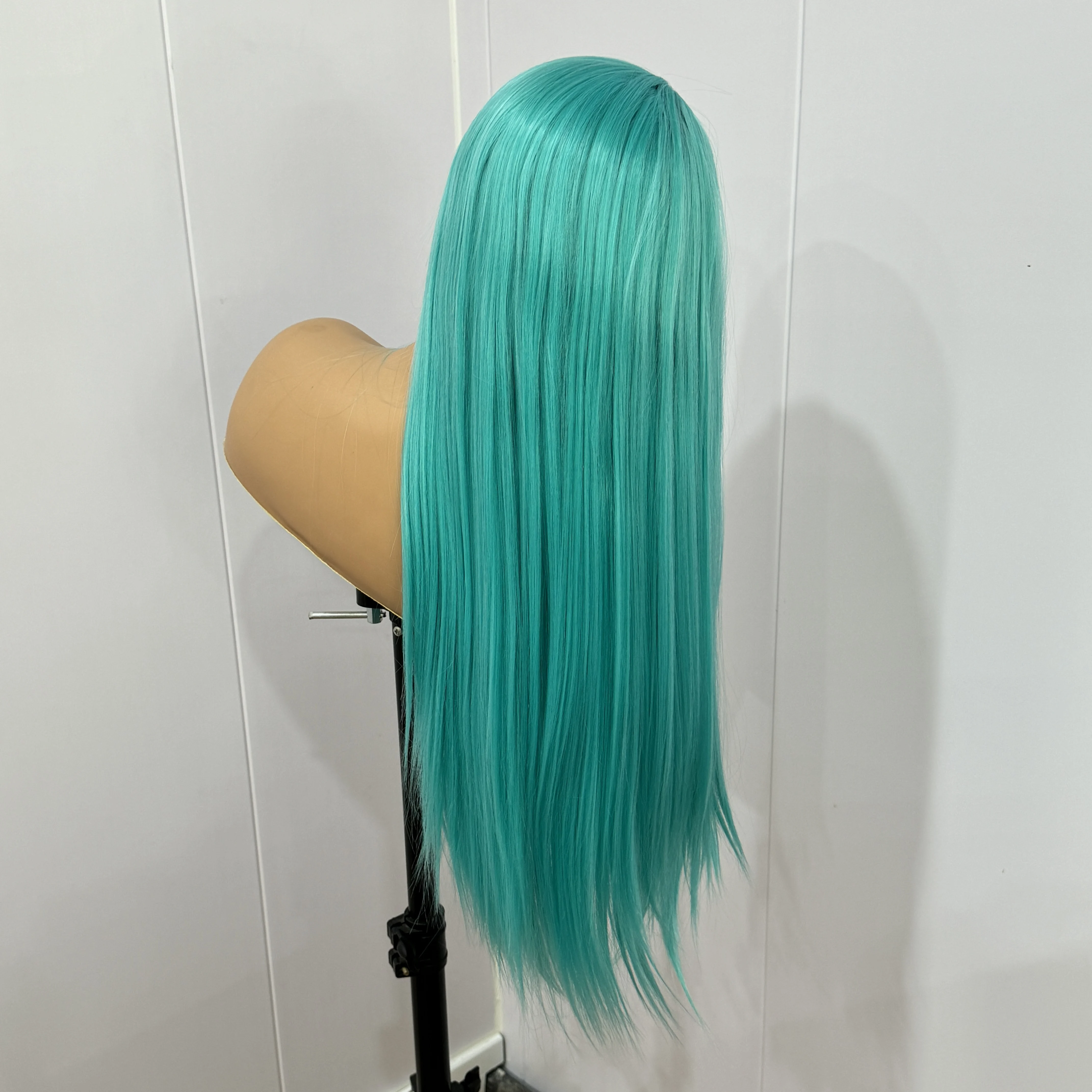 Lace Front Wig 13X4 Teal Green Long Straight Hair Middle Part Ready To Wear For Women