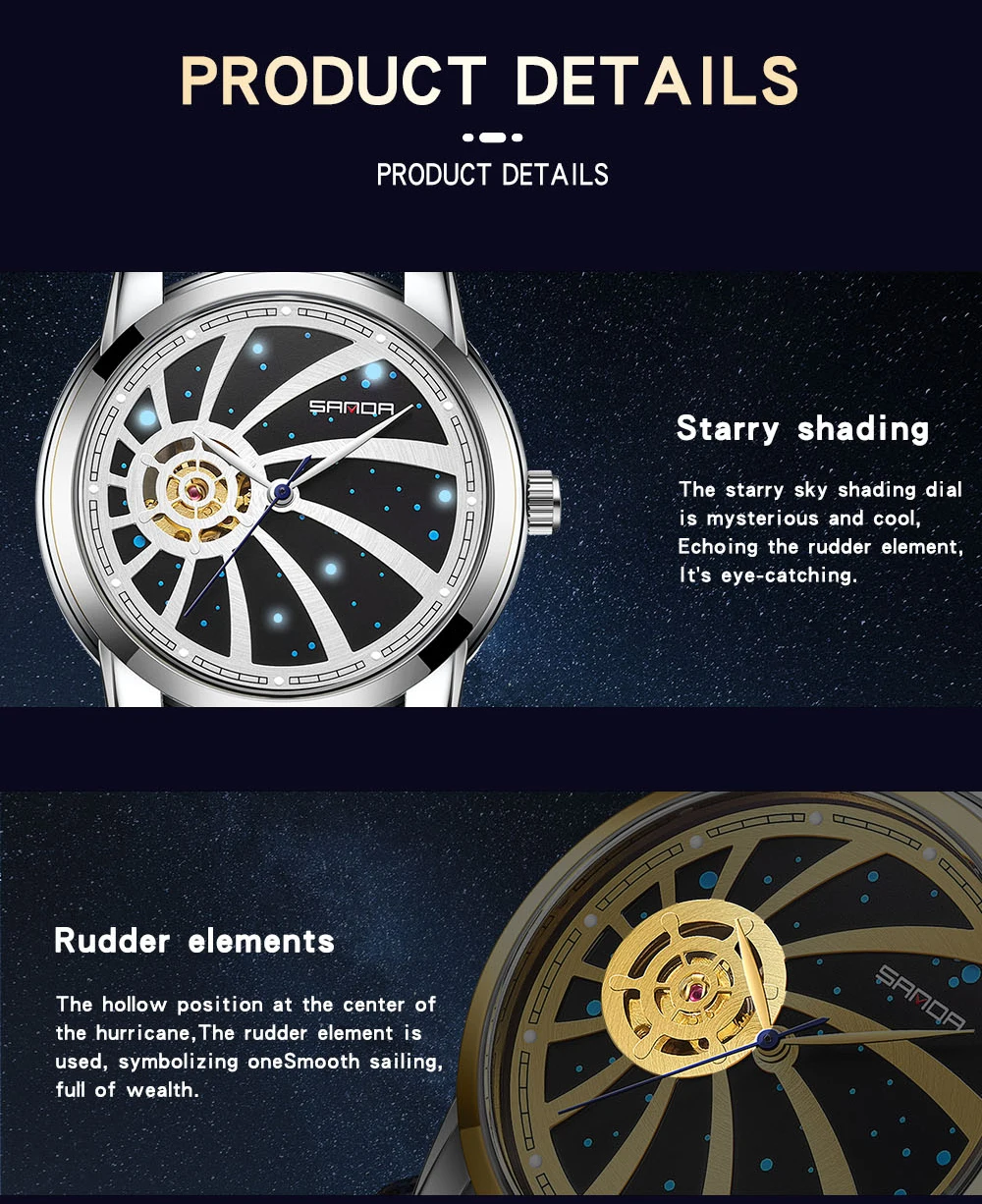 2023SANDA New Trend Men's Watch Fashion Luminous Waterproof Automatic Mechanical Watch Luxury Personality Religio Masculino 7004