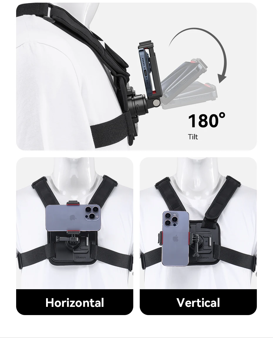Ulanzi Go-Quick II Magnetic Chest Strap for Action Camera Mobile Phone 180° Tilt