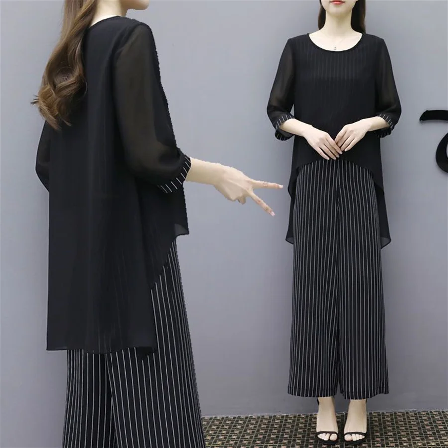 

2023 Women Sets Summer Tracksuits Short Sleeve Top and wild leg pant Suit Two Piece Set Sportswear Outfits