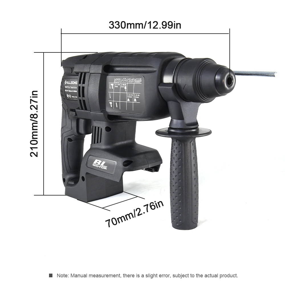 ALLSOME 21V Brushless Cordless 1/2 in. SDS-PLUS Type Rotary Hammer - Tool Only 6