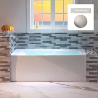 60" Acrylic Alcove Soaking Bathtub with Right Drain，Brushed Nickel Pop-Up Drain Included，Easy Installation，Non-Slip Bathtub 1