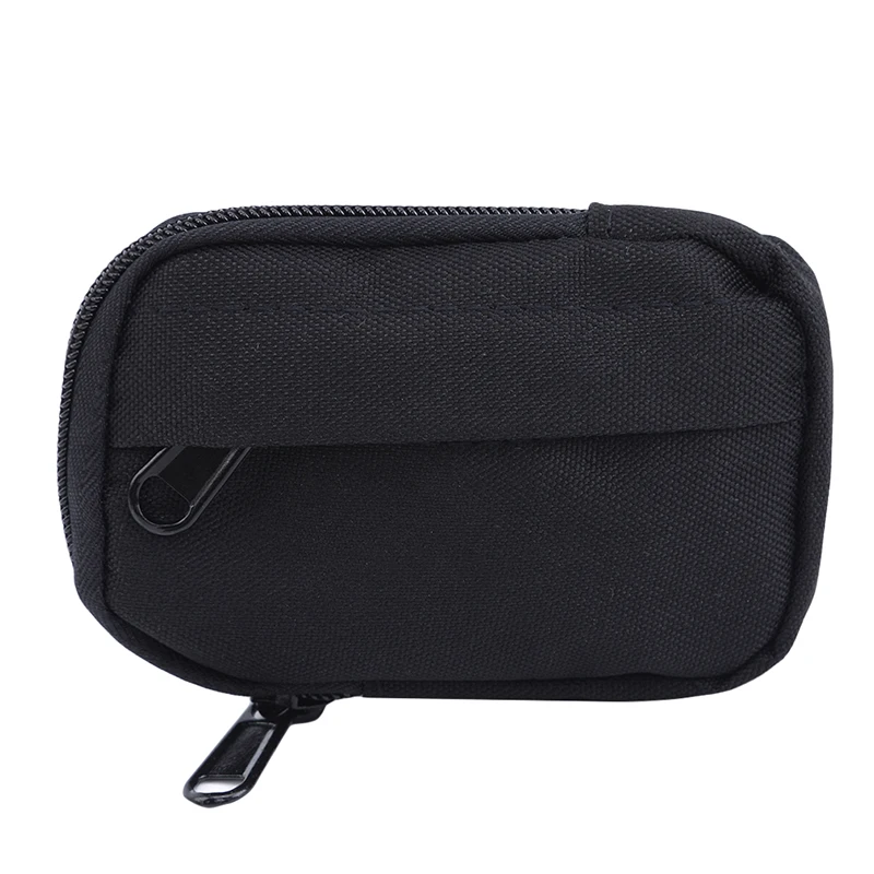 Black Nylon Coin Case Headphone Bag Zipper Multiple Zippers Pouches Mini Key Pouch Pack Bags For Running Walking