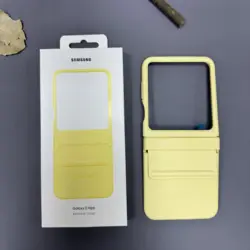 Luxury Candy Color Genuine Leather Flip Phone Case - Elegant Business Protective Cover for Samsung Galaxy Z Flip6 (Yellow)