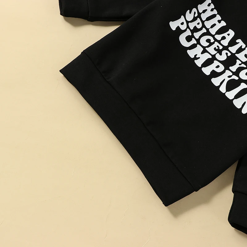 Description Picture 6 of itemToddler Boys Autumn Sweatshirts Black Long Sleeve Letter Print Pullover Crew Neck Tops Shirts
