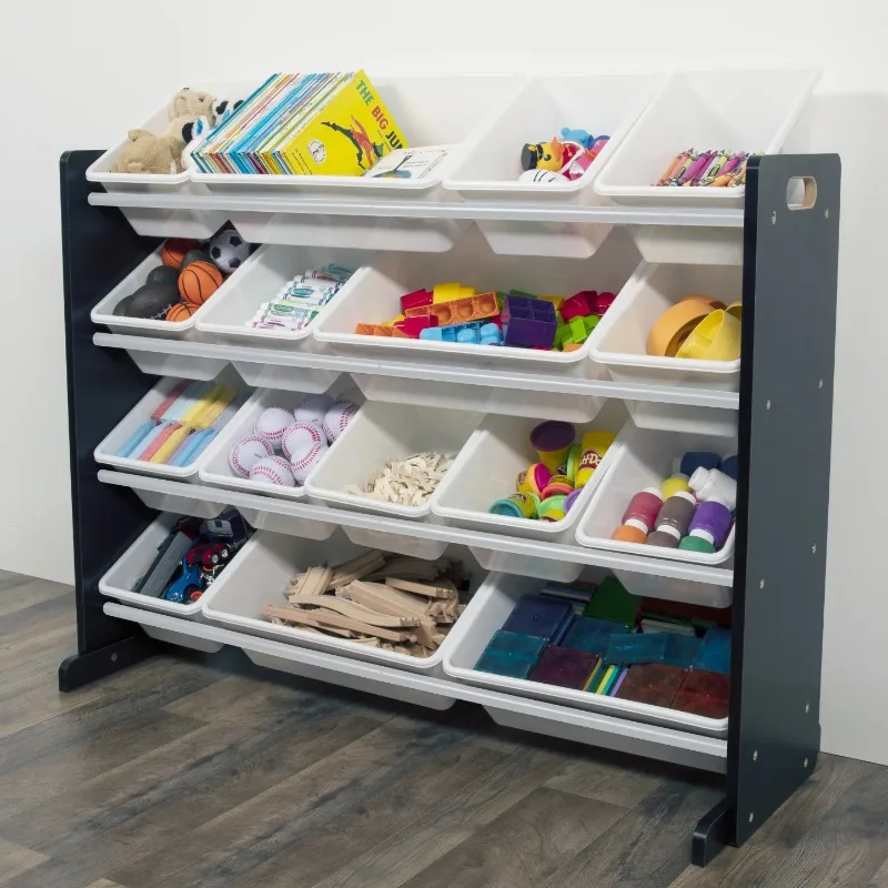 

Humble Crew Super Sized Toy Storage Organizer with 16 Storage Bins, Black/White closet organizer storage shelf