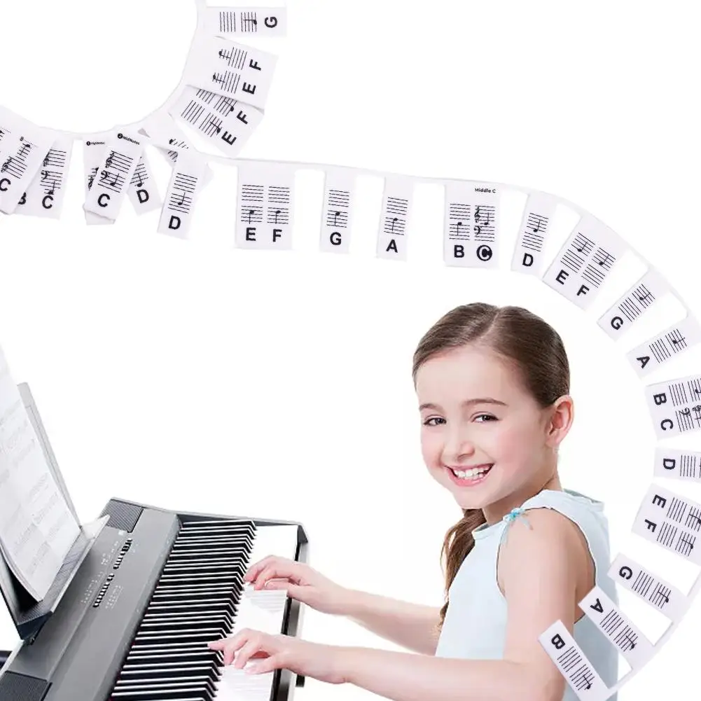 Autocollant piano apprentissage notes multicolores pour touches 37