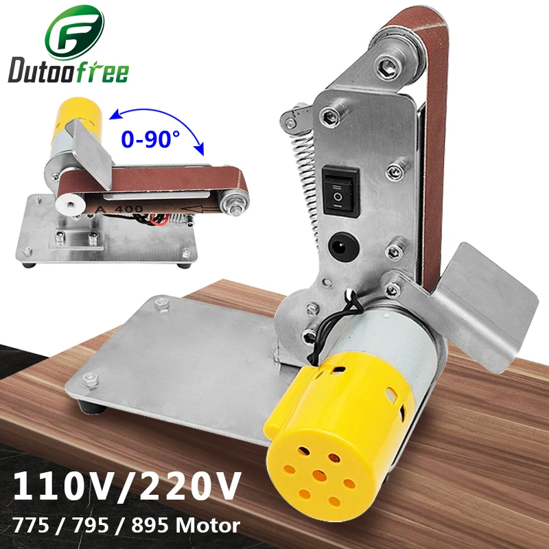 775/795/895 Motor Mini Electric Belt Sander Multifunctional Grinder Disc Grinder DIY Polishing Grinding Machine With Accessories control switches current limiter for angle grinder power tools soft supplies with 3 connecting cables 12 20a