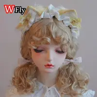 Women Harajuku Handmade Lovely Light Yellow Cat Ears Headbands Hair Hoops Gothic Lolita Japanese/Korean Hair accessories