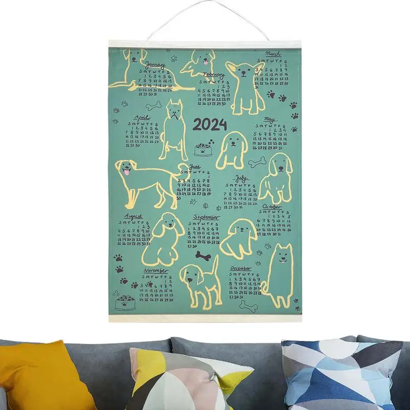 

Cloth Wall Calendars 2024 Cute Puppies Monthly Hangable Oxford Calendar Planner 12 Month Calendar From Jan 2024 To Dec 2024