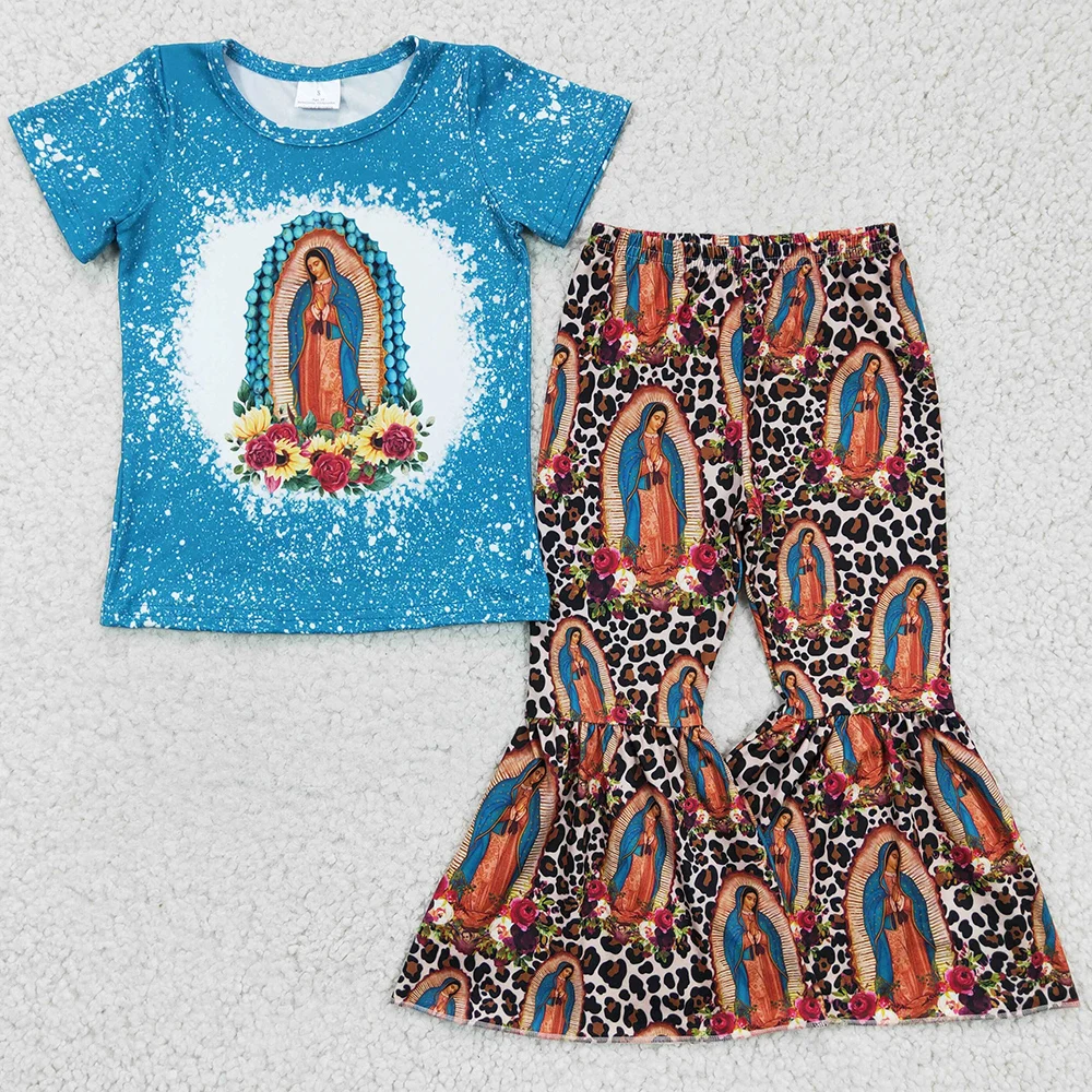 Vendita Calda Toddler Girls Clothes Primavera Estate Boutique Abbigliamento Per Bambini Ragazze Bell Bottom Outfit Milk Silk Fashion Baby Clothing Set