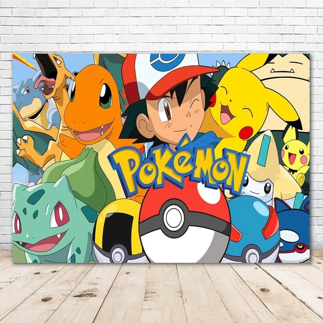 Fundo de Festa Pokémon Infantil, Cenários de Fotografia, Capas Redondas,  Cartaz Fotográfico, Banner para Meninos, Aniversário, Baby Shower,  Decoração de Eventos - AliExpress