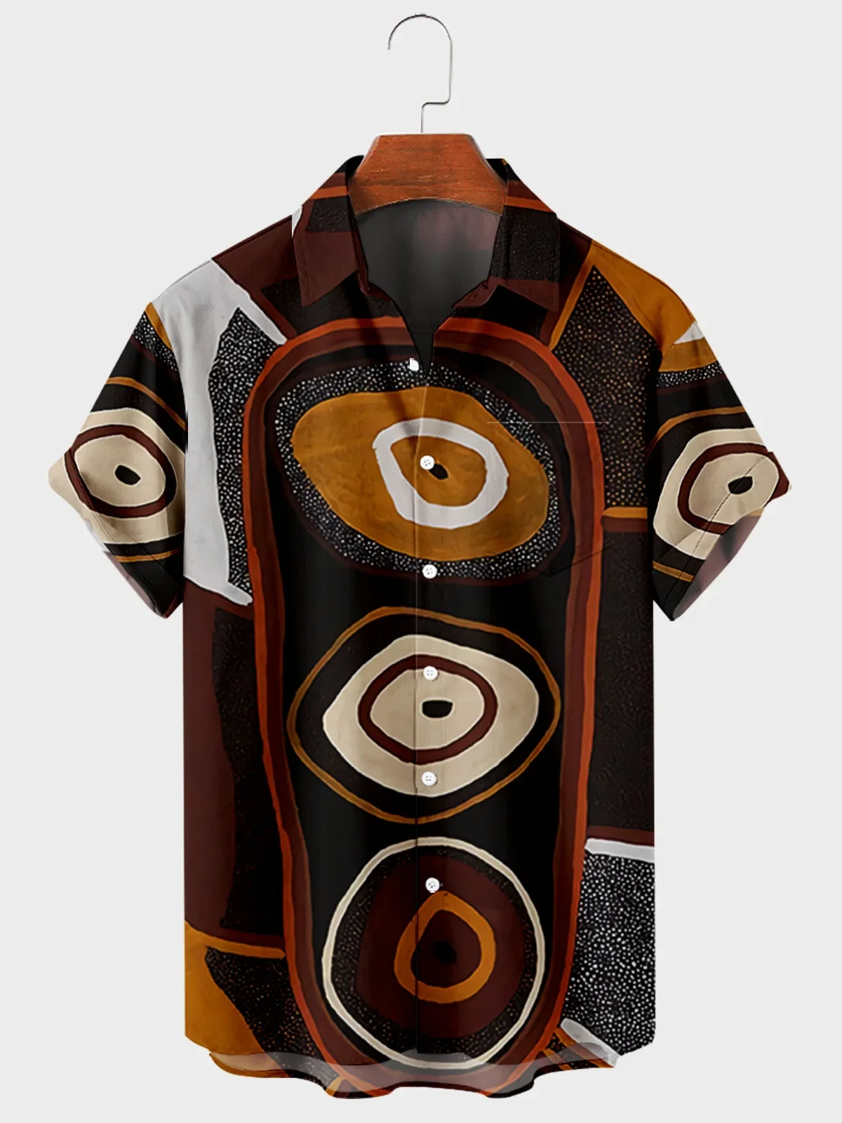 2022 New High Quality Hawaiian Men's Shirts Geometric Striped Graffiti Loose Short Sleeve Men's Casual Buttons Beach Shirts Top