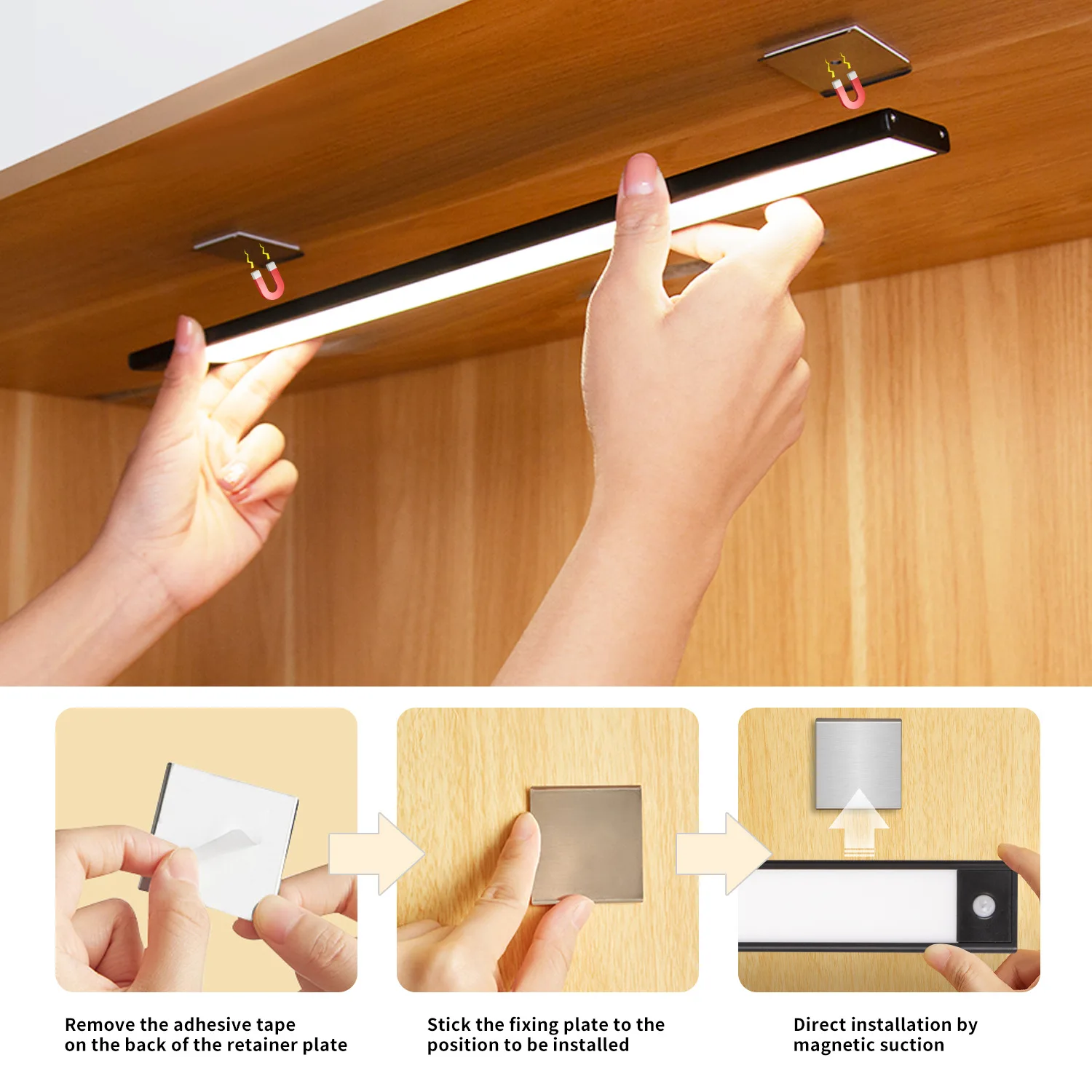 Cabinet Light USB Rechargeable Motion Sensor Led Light Kitchen Wardrobe Cabinet Lighting 20cm/30cm/40cm LED Night motion sensor light led night light led motion sensor light led cabinet light under cabinet light cabinet lights led cabinet lights motion sensor lights