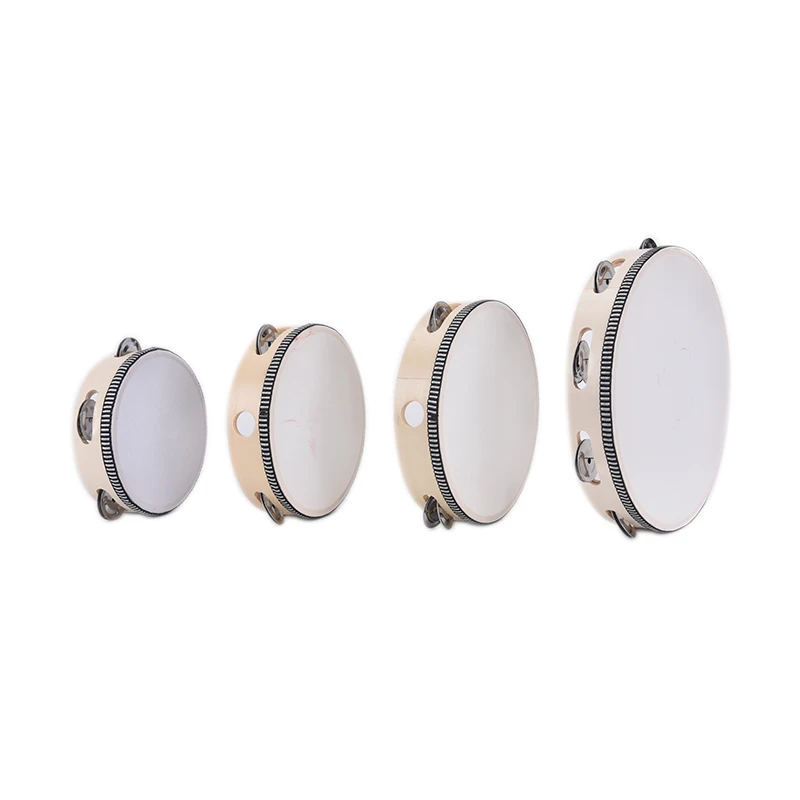 Musical Percussion Instruments 15/18/20CM Hand Held Tambourine Drum Bell Birch Metal Jingles Percussion Musical Educational Instrument for KTV Party Kids Games