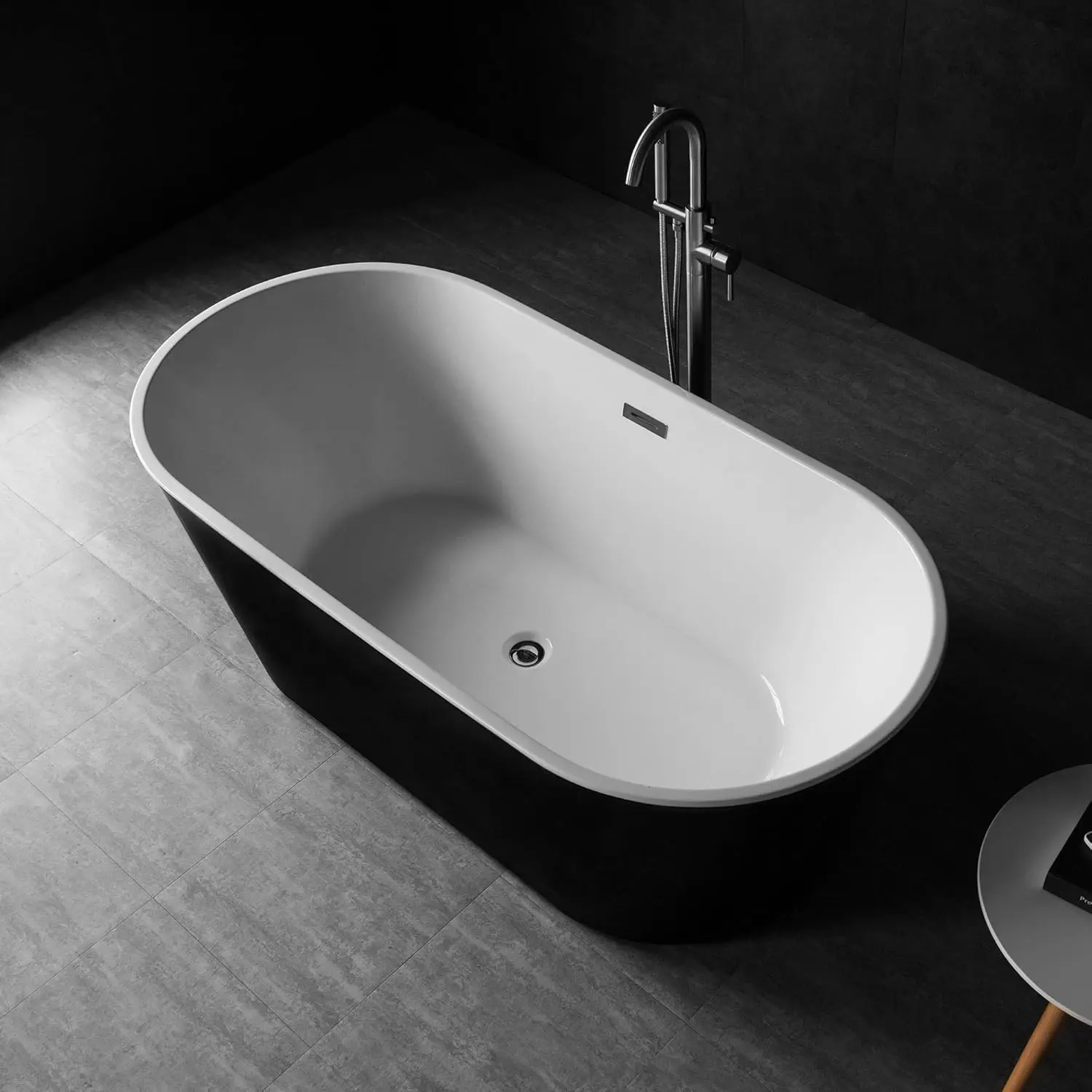 59 inch Acrylic Freestanding Bathtub Contemporary Soaking Tub with Brushed Nickel Overflow and Drain wont discolor over time 4