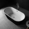 59 inch Acrylic Freestanding Bathtub Contemporary Soaking Tub with Brushed Nickel Overflow and Drain wont discolor over time 4