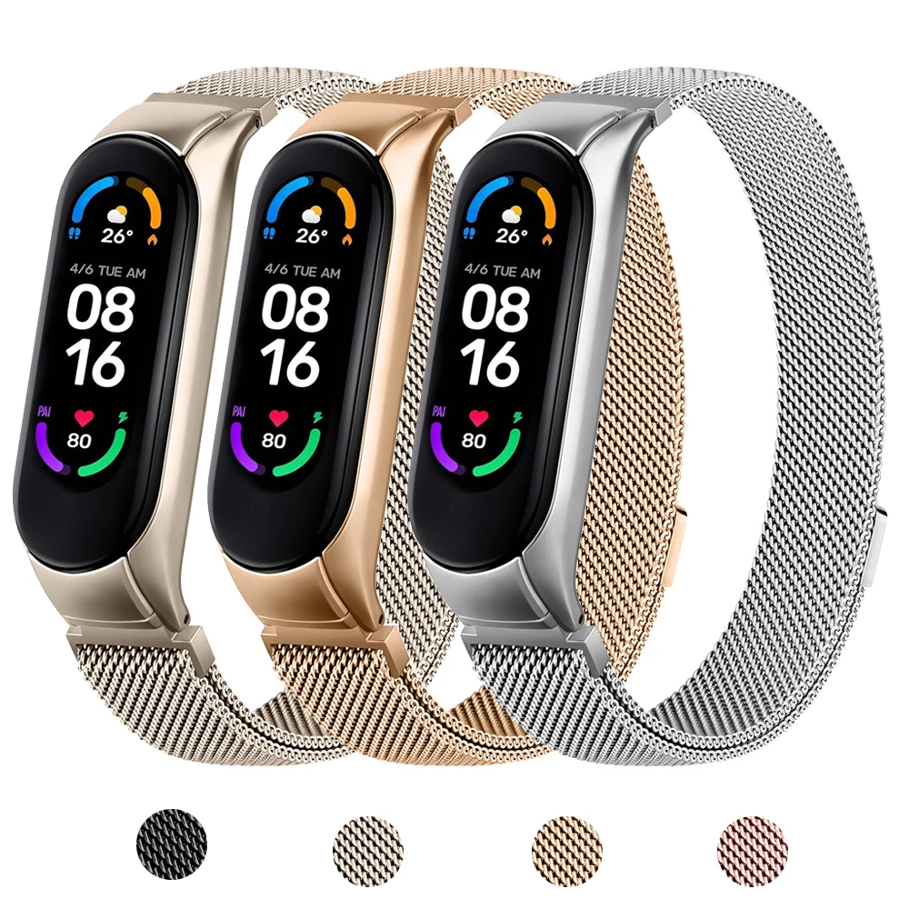 Металлический ремешок для Xiaomi Mi Band 6 5 3 4 сменный магнитный браслет Miband | Наручные