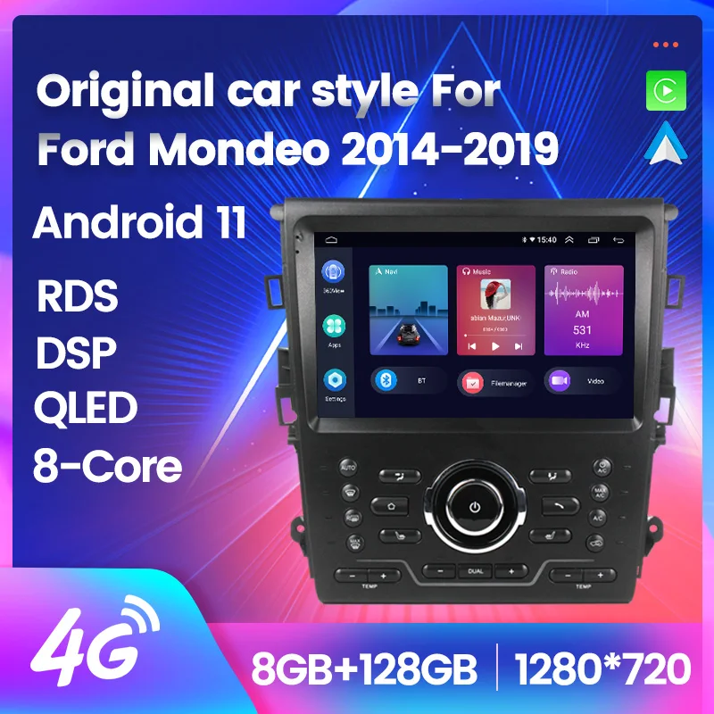 

Android 11 Multimedia Video Player Car Radio For Ford Mondeo 2014-2019 8-core GPS Navigation Player Carplay+Auto WiFi+4G DSP DVR