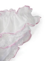 Sexy Lace Lingerie Set with Bow Detail and Thong Panties Sheer Nightgown with Colorful Trim and Frilly Bra - Image 2