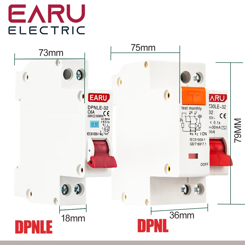 DPNL 230V 50/60Hz RCBO MCB 1P+N 6KA Residual Current Differential Automatic Circuit Breaker Over Current Leakage Protection circuit breaker
