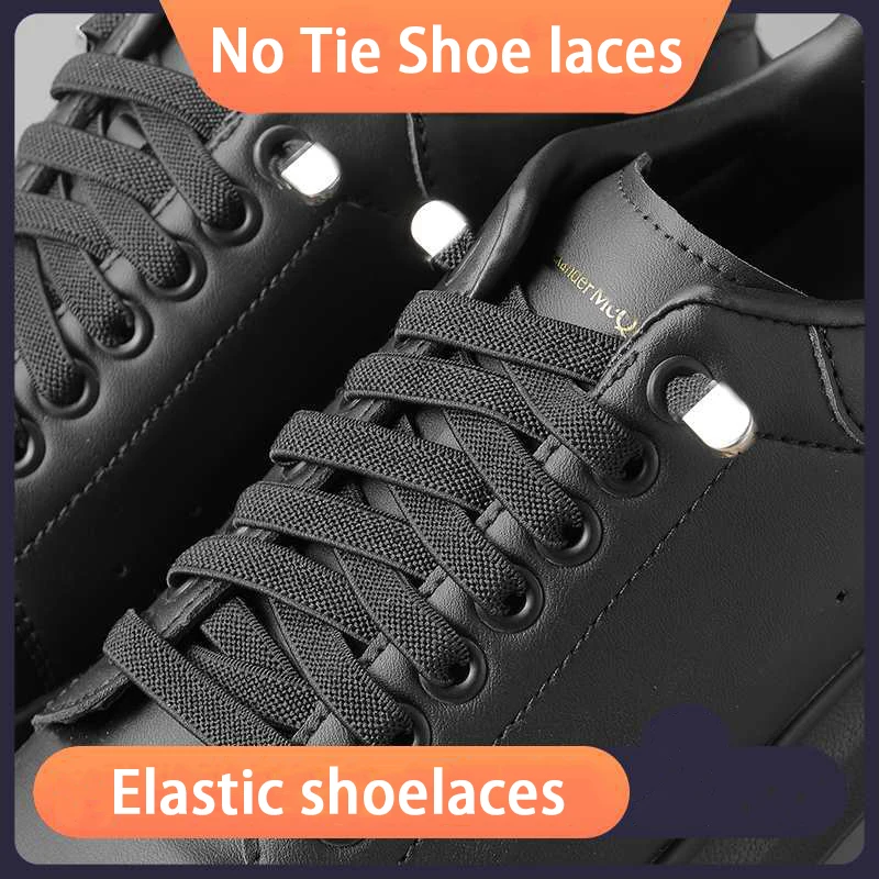 Elastische Schnürsenkel für Sneaker, Schnürsenkel ohne Binden, 8 mm breite, flache Schnürsenkel, ohne Schnürsenkel, für Kinder und Erwachsene, schnelles Schnürsystem, Schuhzubehör.