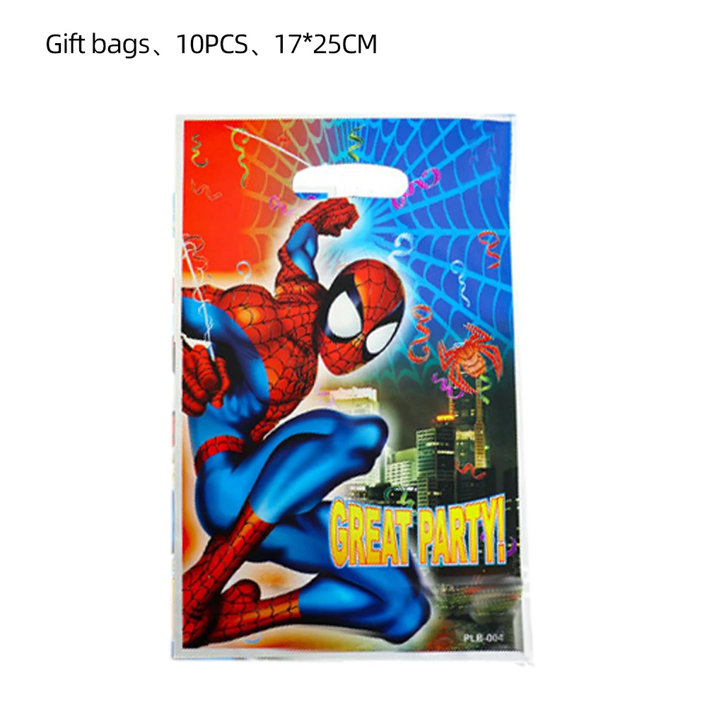 Disney-Avengers Spiderman Plastic Gift Bag para crianças, Decoração do tema do super-herói, festa de aniversário, menino, desenhos animados, 16,5x25cm, 10 pcs, 40pcs