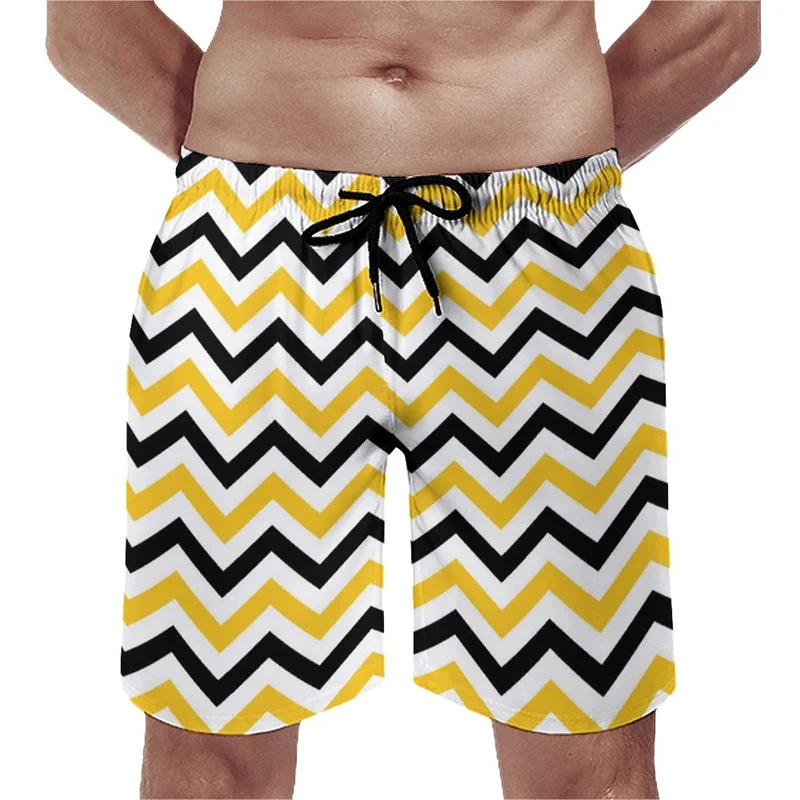 

Fashion 3D Print Geometric Stripes Beach Shorts Summer Quick Dry Swimming Trunks For Men Casual Quick Dry Surf Board Shorts