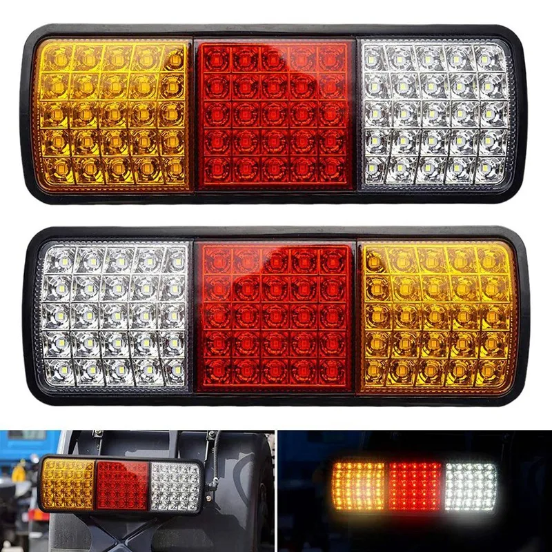 

2Pcs 12V 75 LED Waterproof Taillights For Truck RV Van Bus Trailer Lights Signal Indicator Brake Stop Reverse Lights