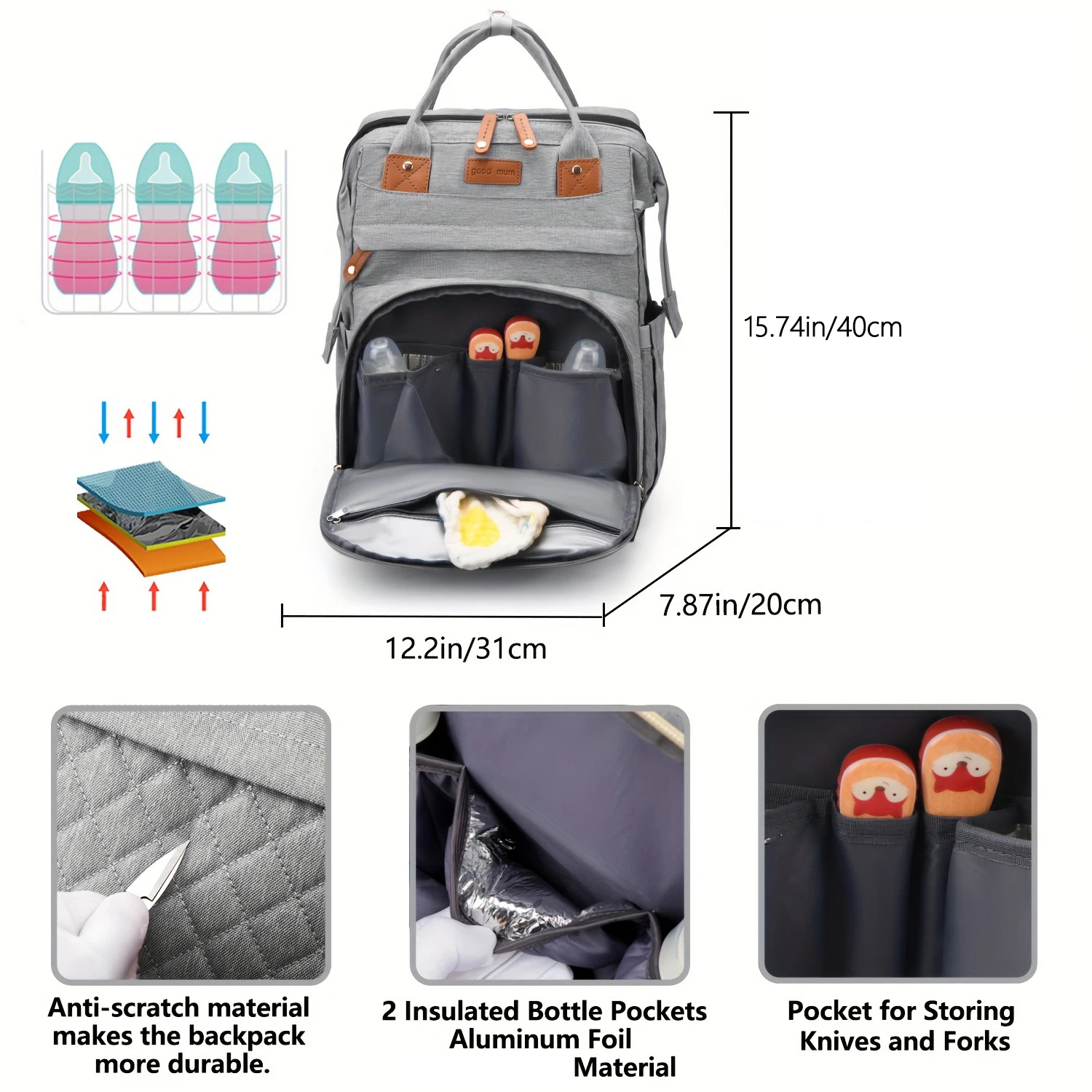 Baby Diaper Bag Backpack, Baby Bags for Boys Girls, Diaper Backpack Bag with a Changing Station, Large Travel Back Pack - 2