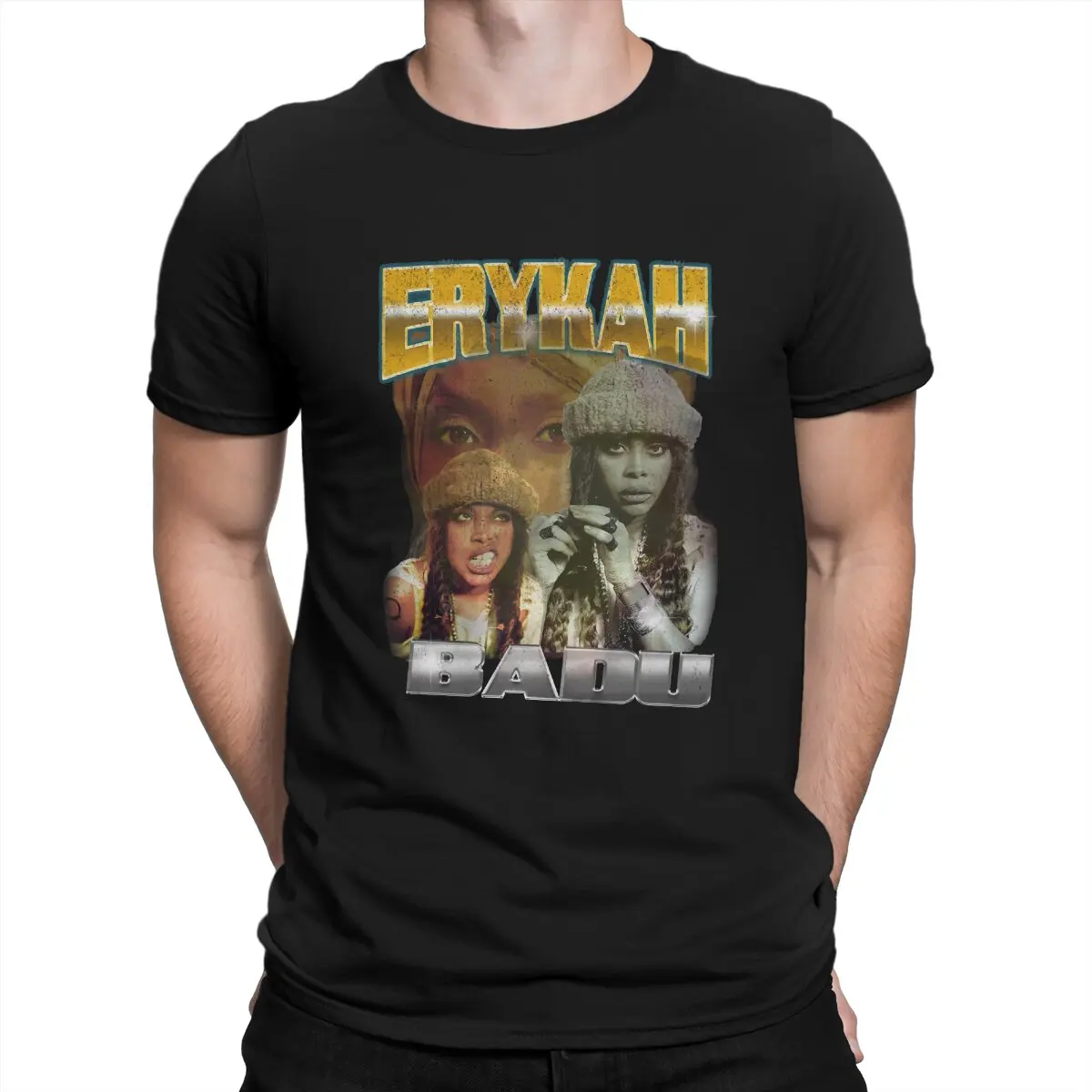 

Amazing Bootleg T-Shirts for Men Crew Neck 100% Cotton T Shirts Erykah Badus American Singer Short Sleeve Tees New Arrival