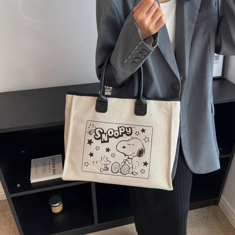 

Kawaii Snoopy, новая мультяшная сумка Чарли коричневого цвета, модная Высококачественная сумка большой вместимости, модная универсальная сумка-тоут