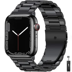 Premium Steel Bracelet Watch Strap - Elegant and Durable Design for 38 40 41MM S10-42MM (Black and tool)