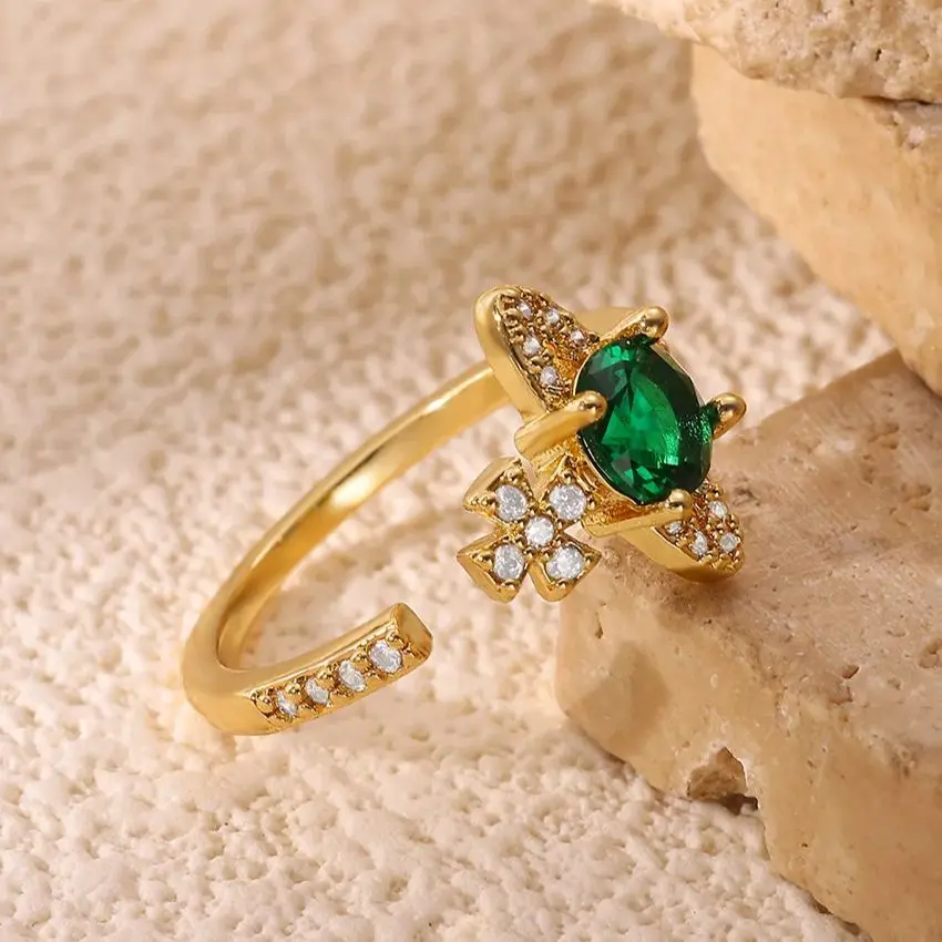 Green Zircon Planet Rings For Women