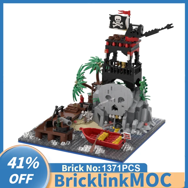 New 1371PCS medieval Pirate Series MOC Skull Island model DIY