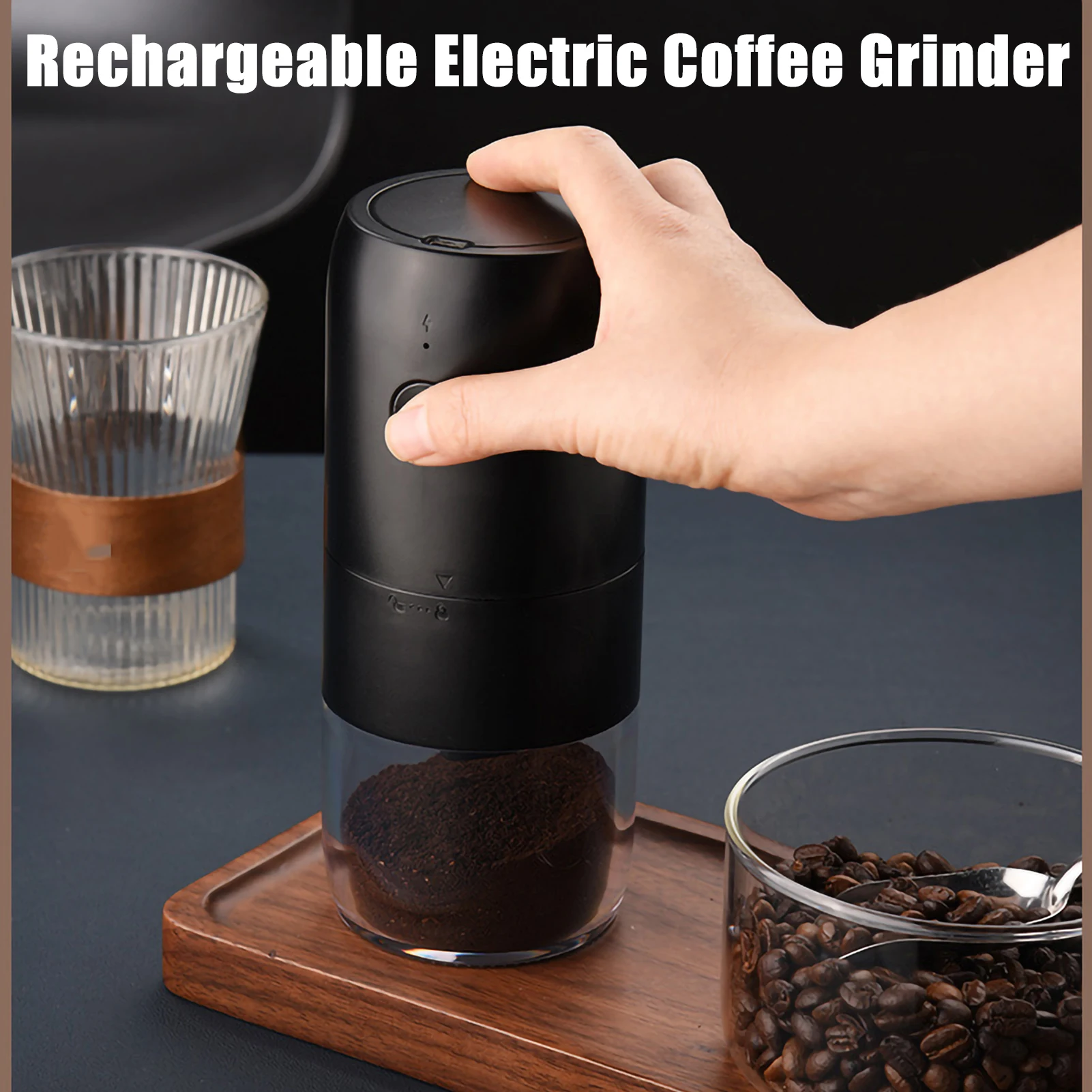 

Electric Coffee Bean Grinder Portable Nuts Grains Pepper Grinding Machine Adjustable Coarseness USB Rechargeable for Kitchen