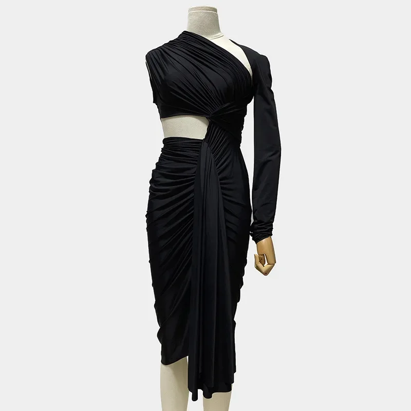 

Брендовое женское облегающее платье Ric, облегающее эластичное однотонное платье с запахом на бедрах, женское облегающее платье