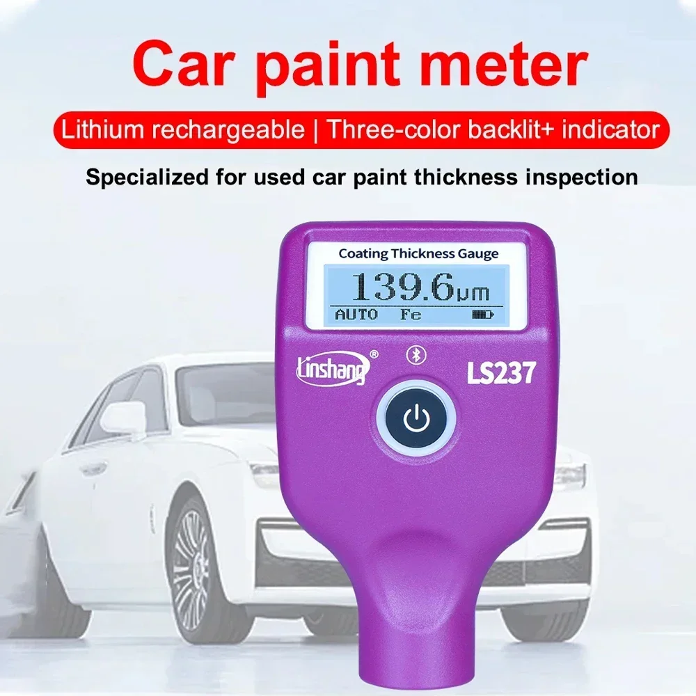 Linshang Car Paint Thickness Gauge LS237 Checking Auto Coating Identify Ferrous Putty Rotatable Screen Paint Coating Meter Paint Thickness Gauge Thickness Gauge