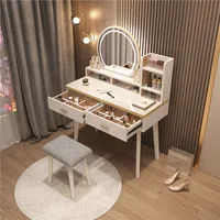 Ensemble de commode de luxe nordique moderne pour chambre à coucher avec tiroir à miroir en bois massif, petit appartement, Design de meubles de maquillage blancs 1