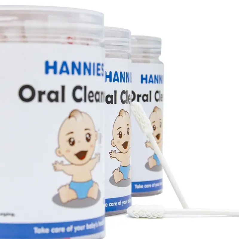 30pcs/box Baby Oral Cleaner Toothbrush with Paper Handle Infant Disposable Tongue Coating Gauze Cotton Swab Newborn Oral Care