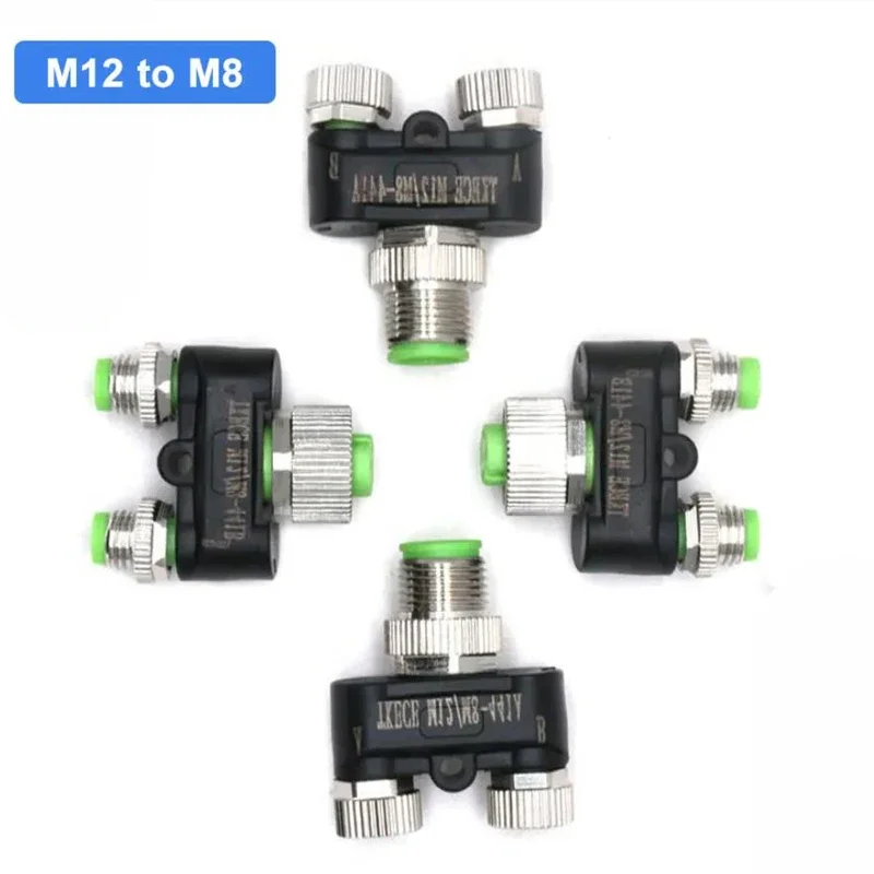 Conector Impermeável tipo y M12 a m8 Adaptador Terminal Macho para Fêmea Plugue de t m8 Código a 3pin 4pin t 3a 60v
