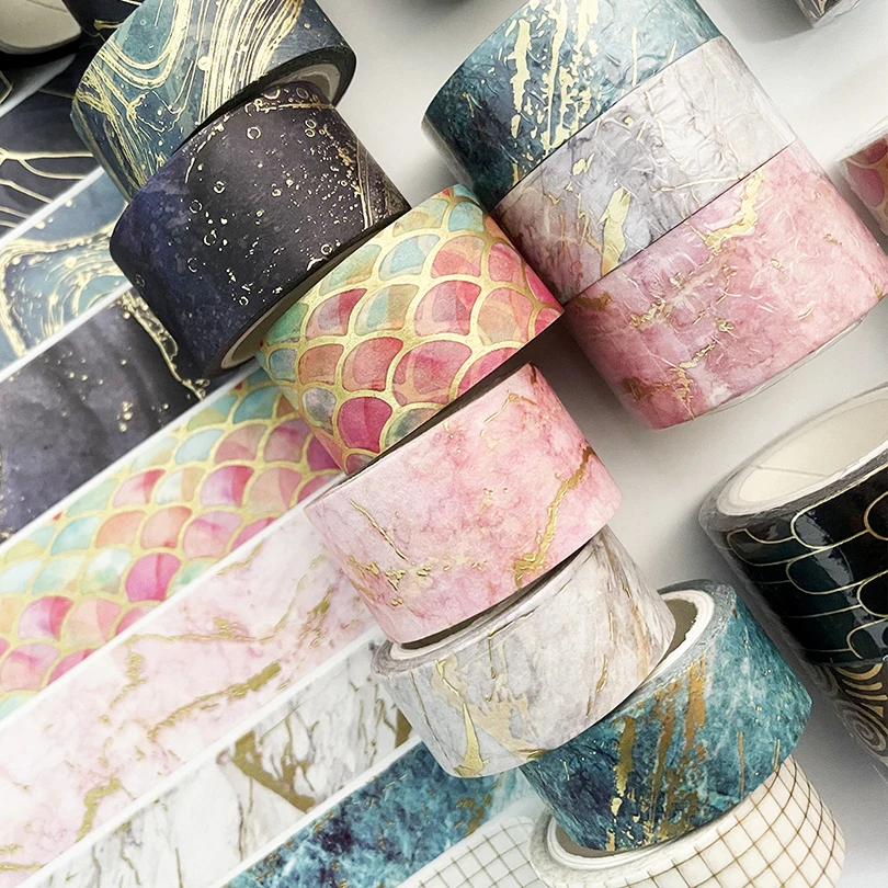 3Rolls Gold Foil Washi Tape Set Decorative Adhesive Tape Scrapbooking 5m Washitape Sticker Kawaii Diary Stationery Masking Tape 4
