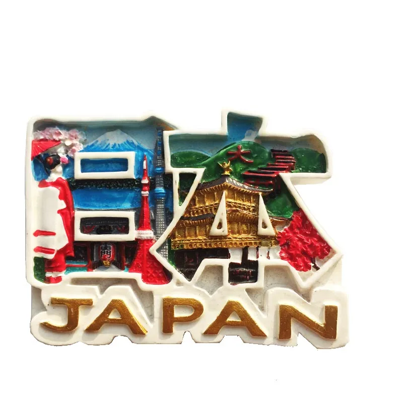 

Fridge magnet Japanese tourist attraction design resin refrigerator sticker tourist souvenir message sticker