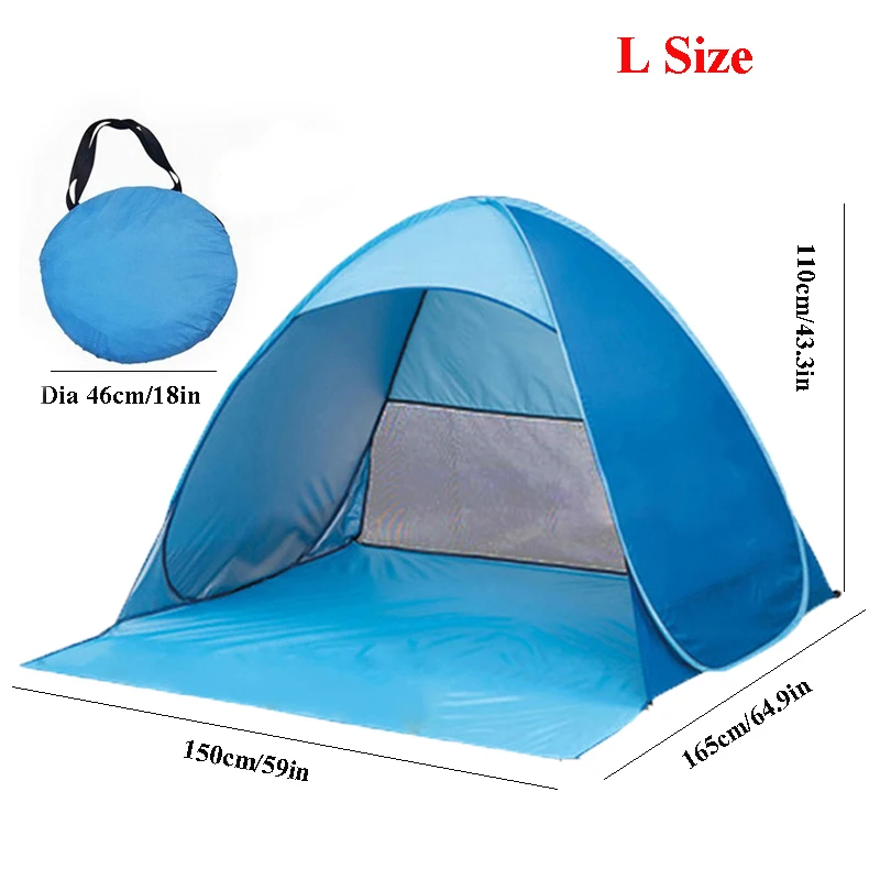 2-3Persons Pop Up Beach Tent Automatic Quickly Open Outdoor Camping Tour UV50+ Portable Ultralight Sunscreen with Extended Mat